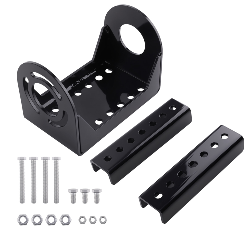 Trailer Jack Mount Plate Kit for A-Frame Tongue 3-Bolt Pattern Steel Black
