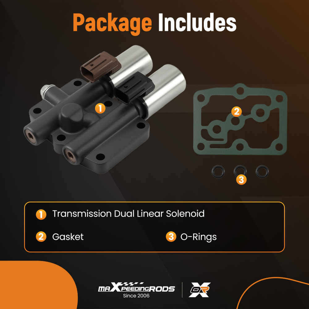 Transmission Dual Linear Shift Solenoid & Gasket Set compatible for Honda Accord 1998-2007