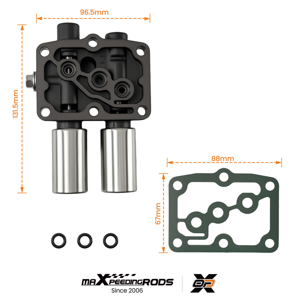Transmission Dual Linear Shift Solenoid & Gasket Set compatible for Honda Accord 1998-2007