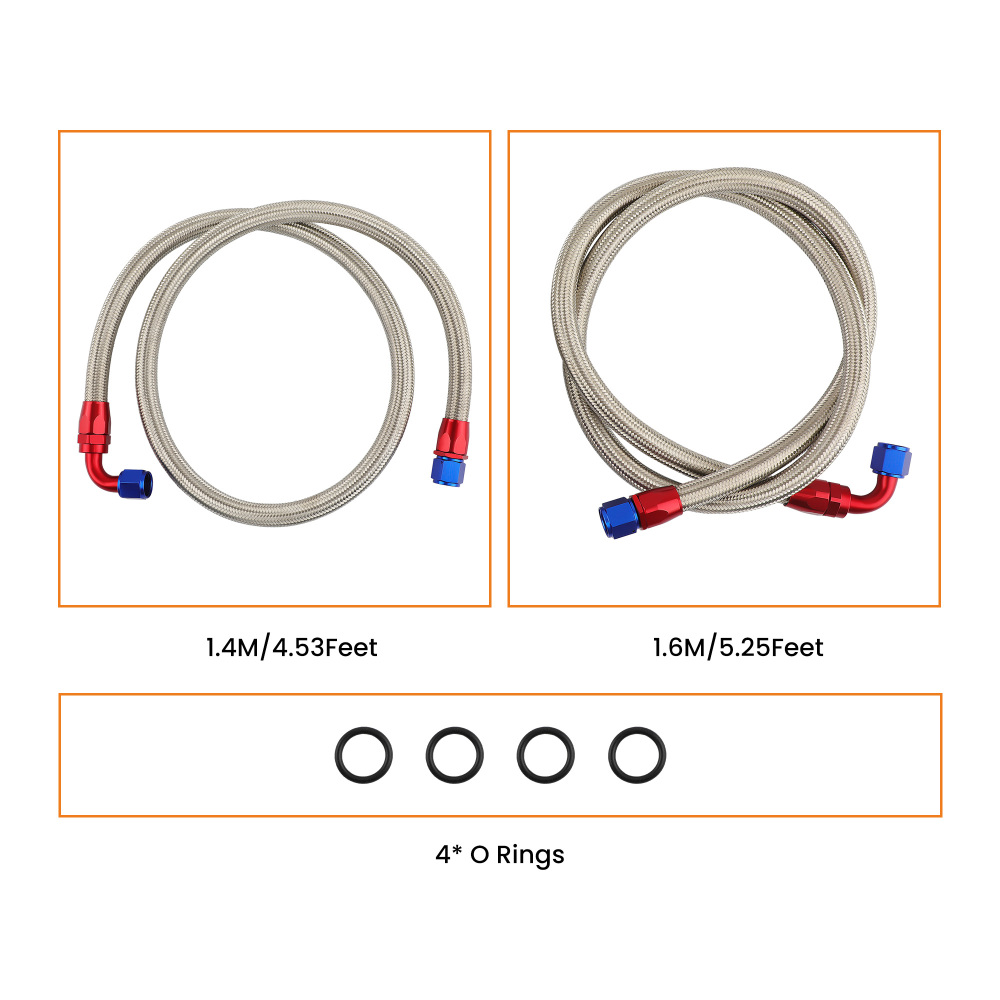 AN10 19 Row Engine Oil Cooler Kit Stainless Steel Braided Hose Universal Silver