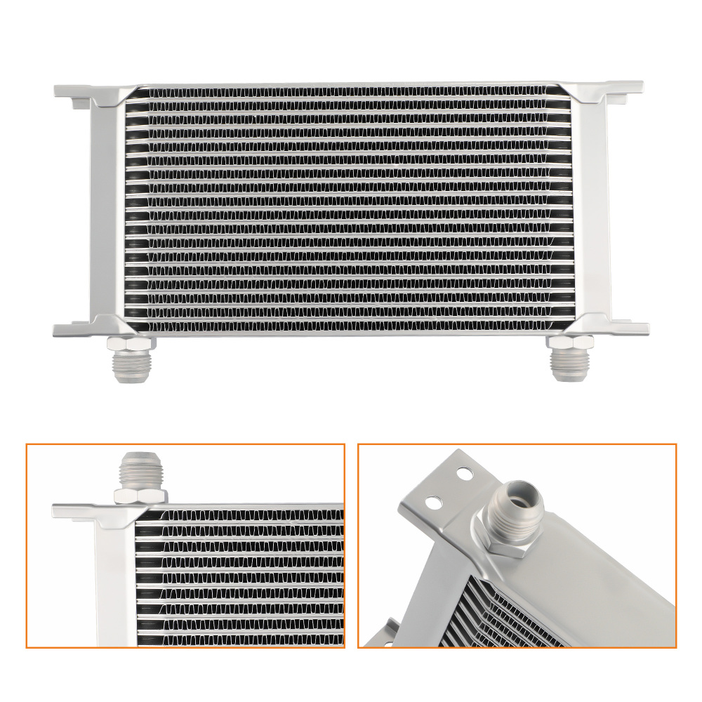 AN10 19 Row Engine Oil Cooler Kit Stainless Steel Braided Hose Universal Silver