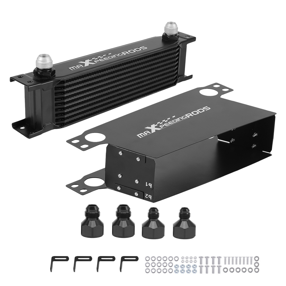 10-Row Engine Oil Cooler Kit Universal Fit with AN10 FittingsAir Guide System