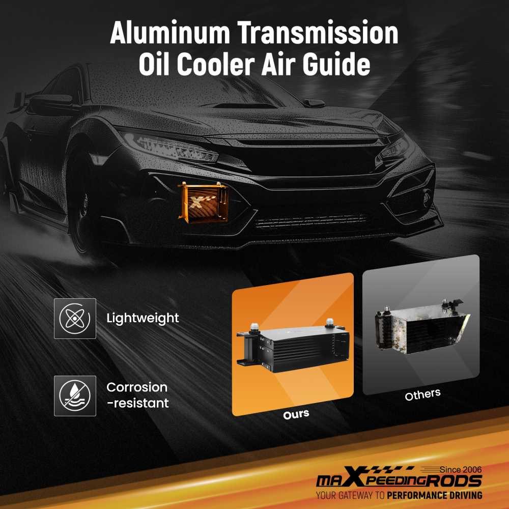 10-Row Engine Oil Cooler Kit Universal Fit with AN10 FittingsAir Guide System