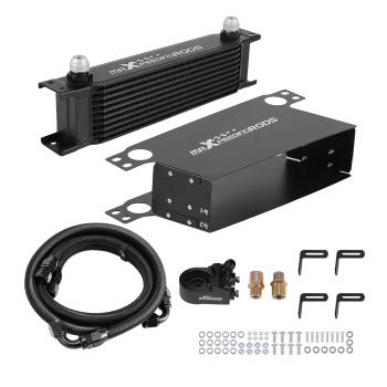 10-Row Engine Oil Cooler Kit AN10 Universal Fit with Thermostatic Control System