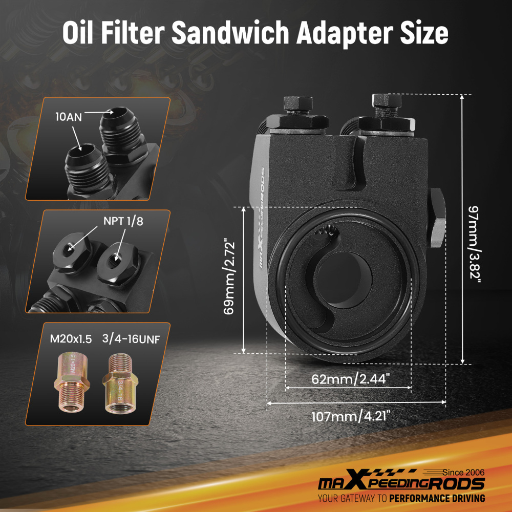 10-Row Engine Oil Cooler Kit AN10 Universal Fit with Thermostatic Control System