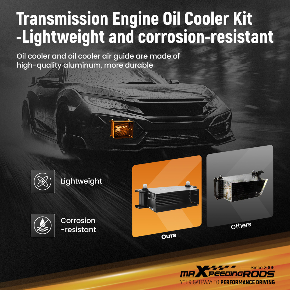 10-Row Engine Oil Cooler Kit AN10 Universal Fit with Thermostatic Control System