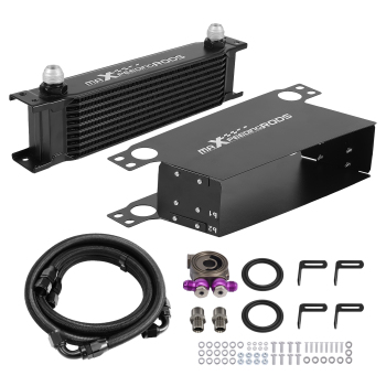 Universal 10 Row Engine Oil Cooler Kit AN10 Aluminium Transmission Radiator UK