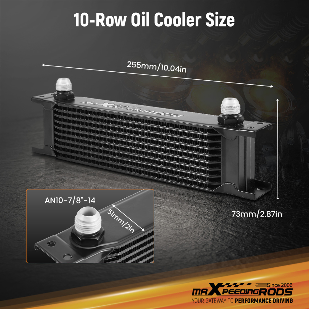 Universal 10 Row Engine Oil Cooler Kit AN10 Aluminium Transmission Radiator UK