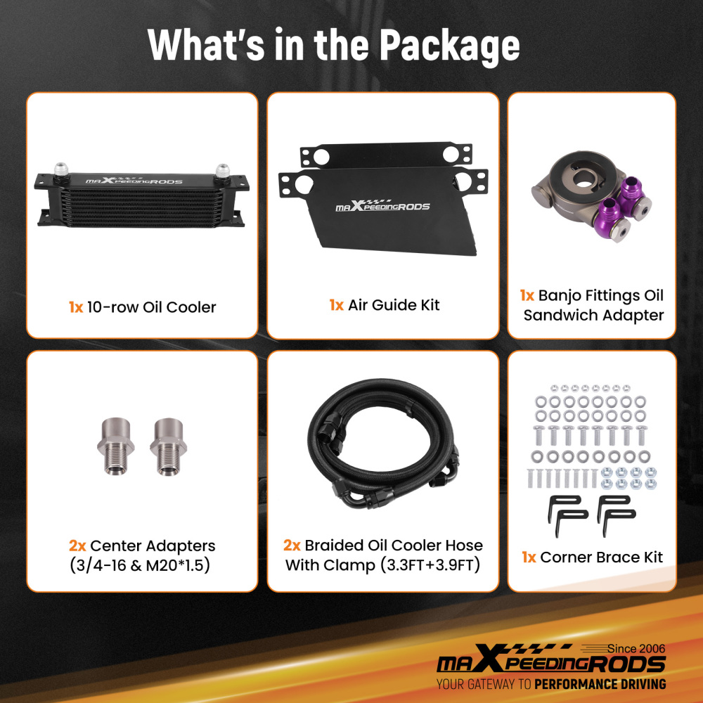 Universal 10 Row Engine Oil Cooler Kit AN10 Aluminium Transmission Radiator UK