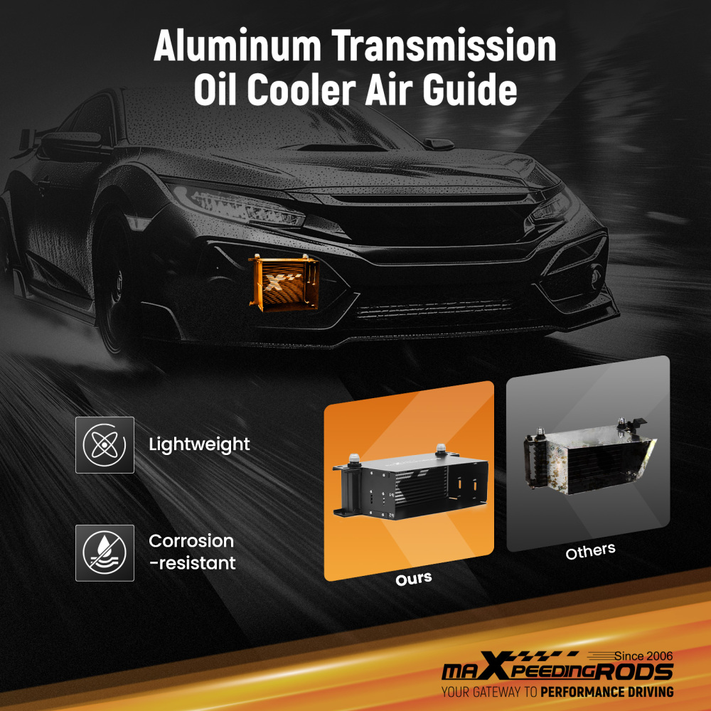 13 Row Transmission Oil Cooler Kit Universal 10 AN Aluminum Engine Cooler Black