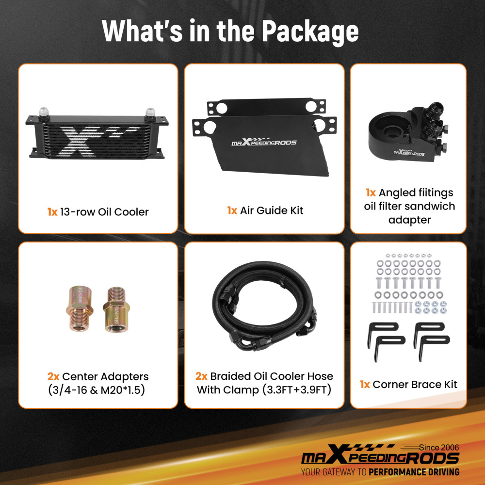 13-Row AN10 Engine Oil Cooler Kit for Cars Universal Fit Thermostatic Control