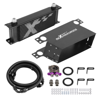 13-Row Engine Oil Cooler Kit Universal AN10 Fittings with Air Guide System