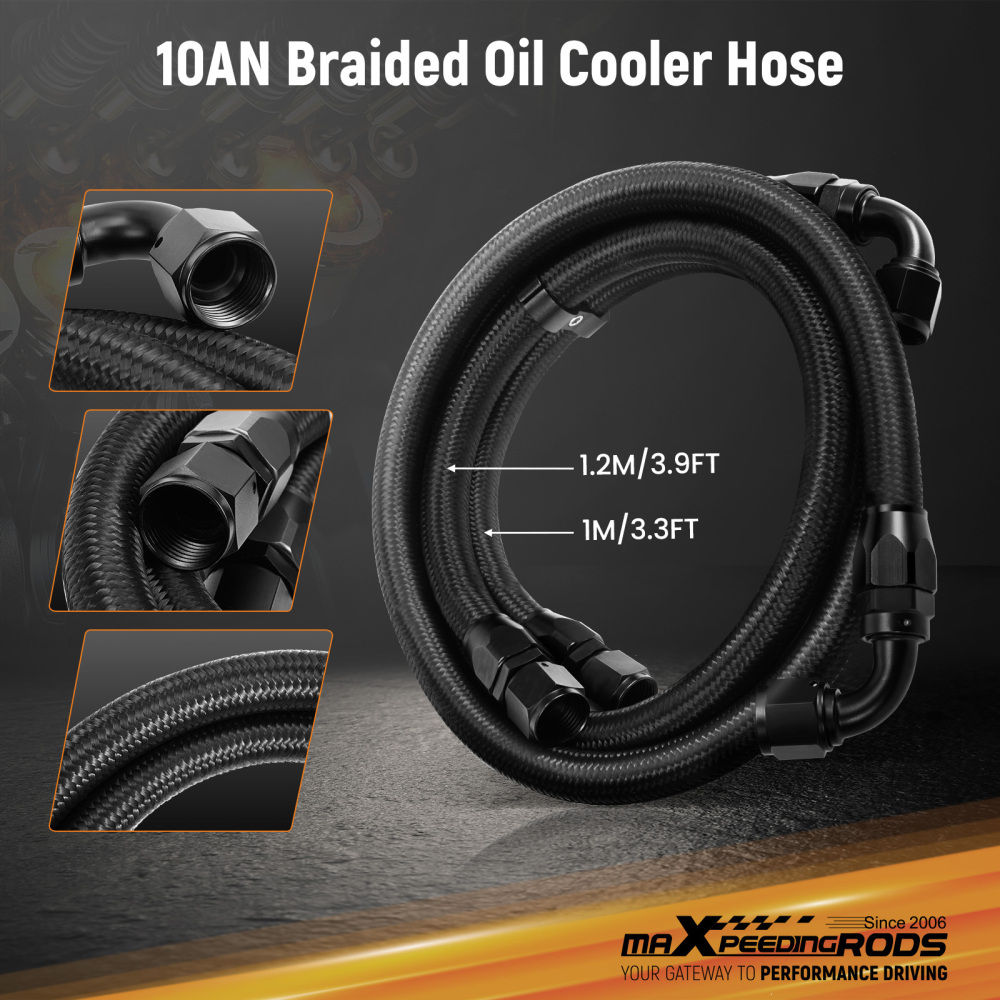 Universal 16 Row Engine Transmission Oil Cooler Kit AN10 Aluminium Thermostat