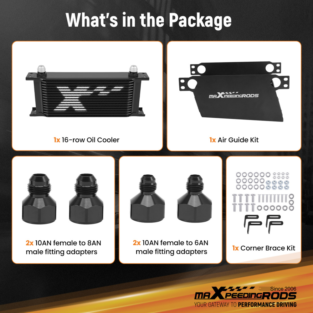 Scambiatore Calore Olio 16 Righe Universale Alluminio Kit AN10 con Deflettore