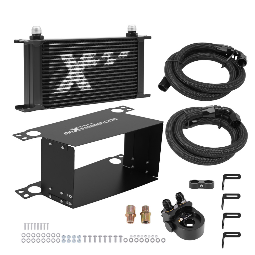 Kit Radiatore Olio Motore Universale 19 Row AN10 Alluminio Adattatore Termostato