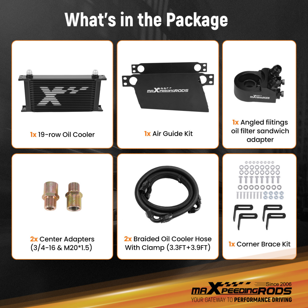 Kit Radiatore Olio Motore Universale 19 Row AN10 Alluminio Adattatore Termostato