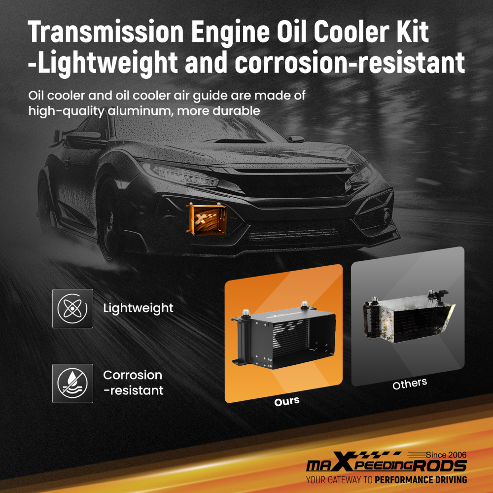 19-Row Engine Oil Cooler for Cars Universal with AN10Air Guide Kit