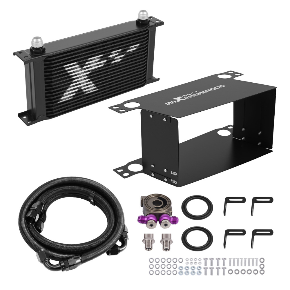 19-Row Engine Oil Cooler Kit Universal AN10 Fitting with Thermostatic Control