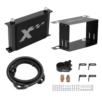Universal 25 Row Aluminium Engine Oil Cooler Kit AN10 Thermostatic Adapter Hose