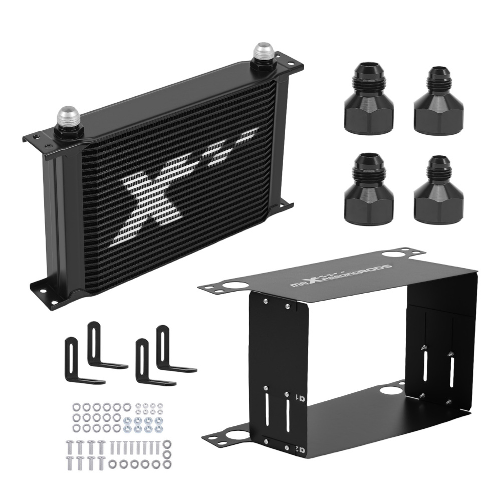 25-Row AN10 Engine Oil Cooler Universal Kit with Air GuideInstall Pack