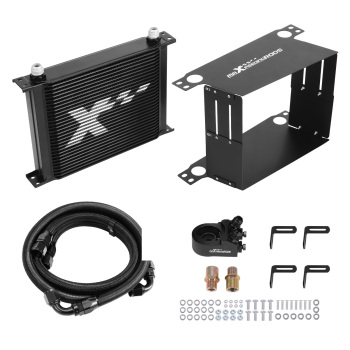 30 Row Universal Engine Oil Cooler Kit AN10 with Thermostatic Adapter Aluminium