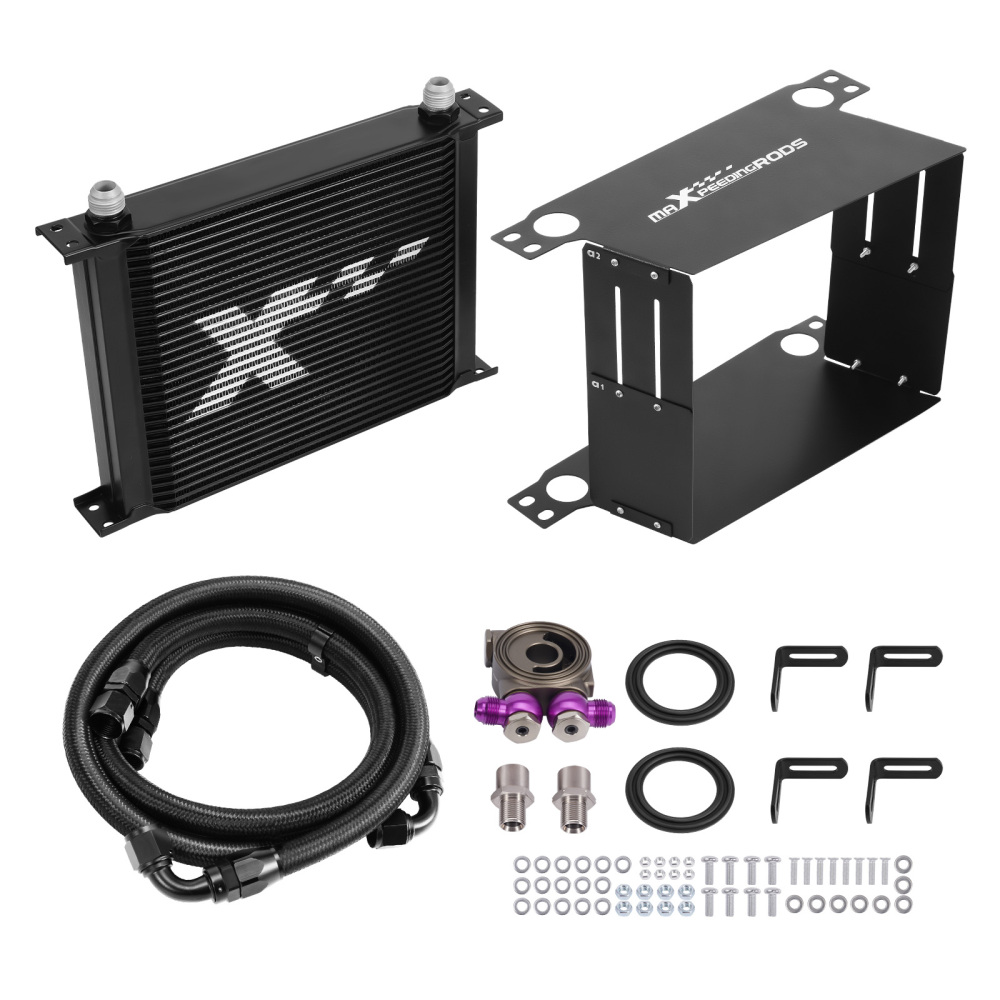 30 Row Universal Engine Oil Cooler Kit AN10 Aluminium Transmission Radiator Set