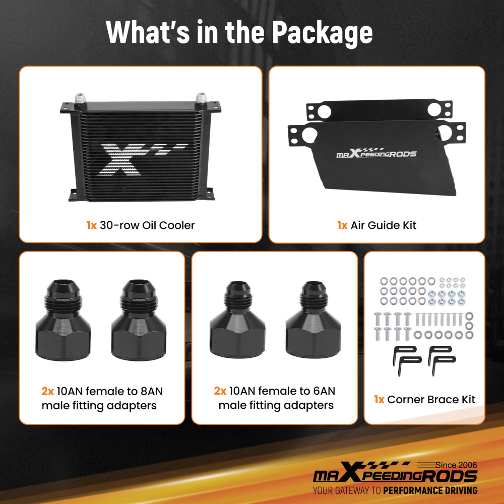 30 Row Universal Transmission Oil Cooler Kit Aluminum AN10 Engine Radiator