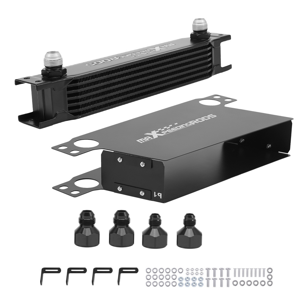 7-Row Aluminium Transmission Oil Cooler Kit AN-10 for Universal Fitment Brackets