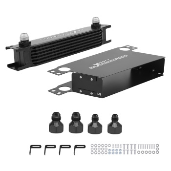 7-Row Aluminium Transmission Oil Cooler Kit AN-10 for Universal Fitment Brackets