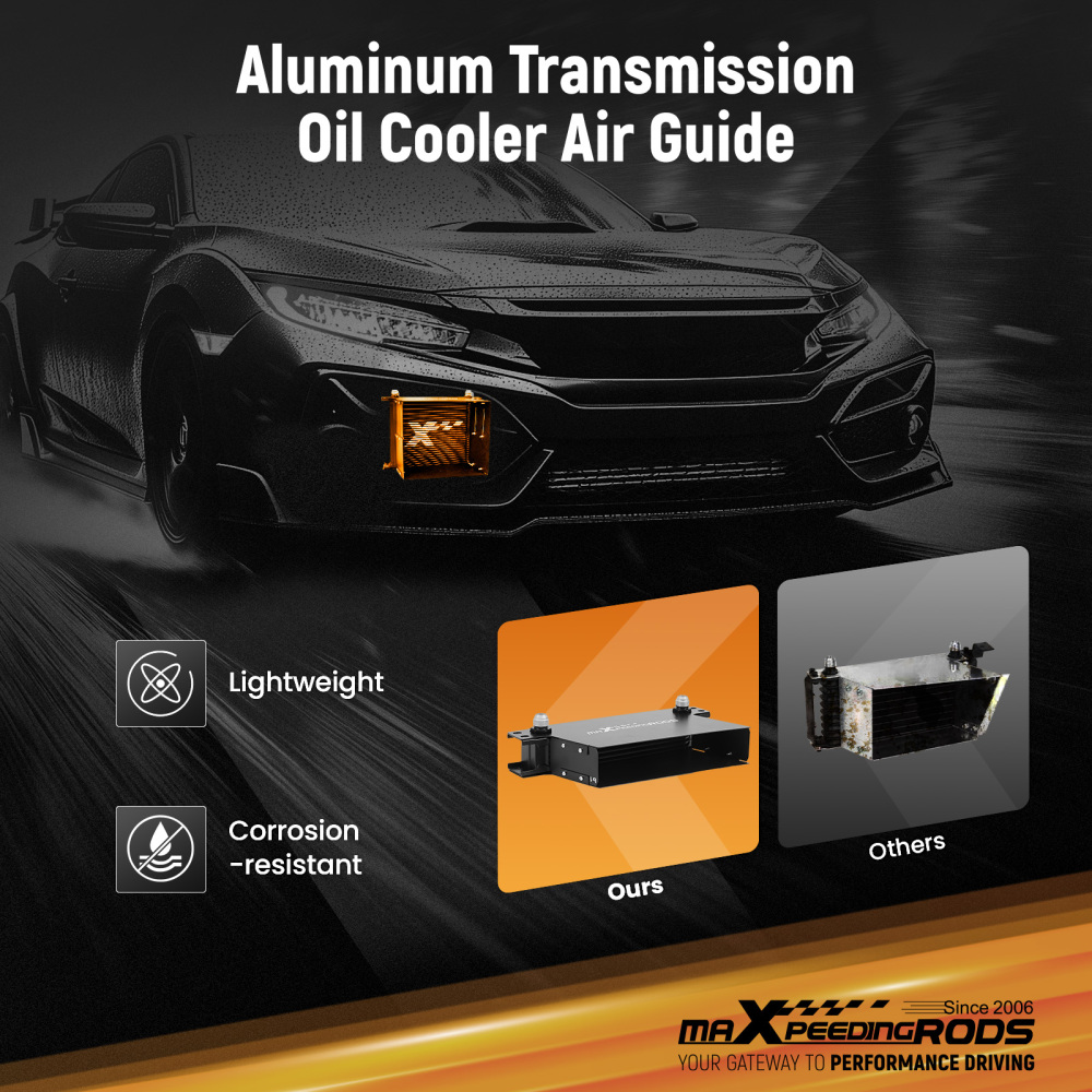 7-Row Aluminium Transmission Oil Cooler Kit AN-10 for Universal Fitment Brackets