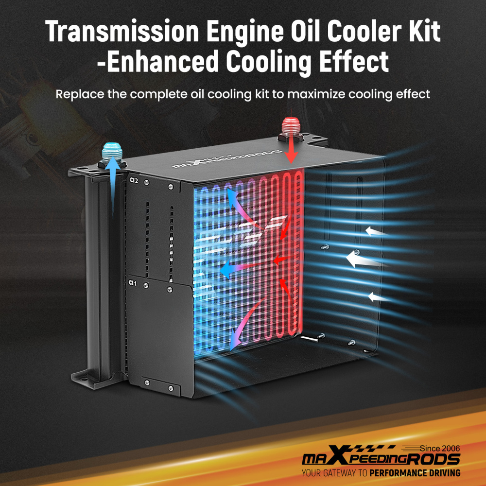 7-Row AN10 Engine Oil Cooler Kit for Universal Fit w/ Thermostatic Control Plate