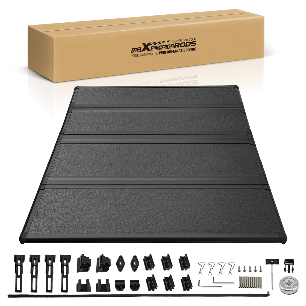 5.5/5.6FT 4-Fold Tonneau Cover Hard compatible for Nissan Titan 2004-2015 FRP UV Protection