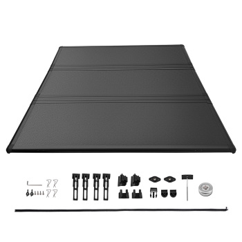 5.5FT Tonneau Cover Hard 3-Fold compatible for Ford F150 F-150 2015-2025 With LED Lamp