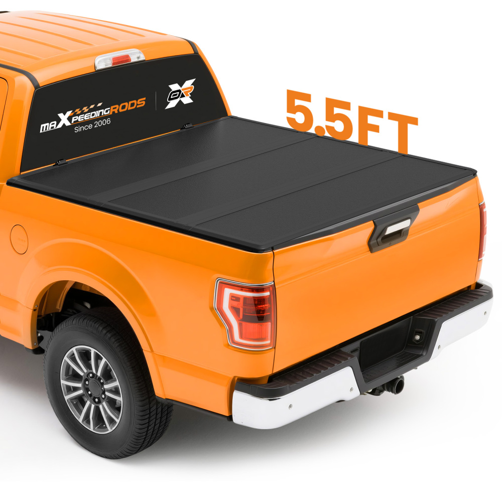 5.5FT Tonneau Cover Hard 3-Fold compatible for Ford F150 F-150 2015-2025 With LED Lamp