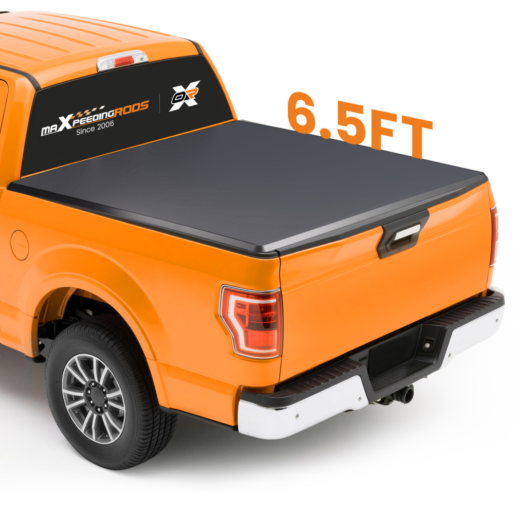 4-Fold Bed Tonneau Cover compatible for Nissan Titan 2004-2015 6.5FT Vinyl W/LED Lamp