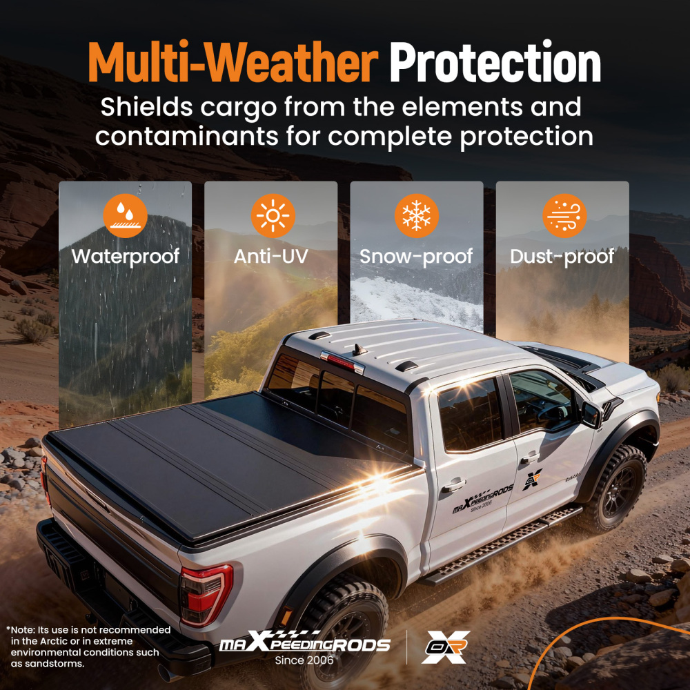 FRP 3-Fold Hard Truck Bed Tonneau Cover compatible for Nissan Frontier 2005-2025 6.1ft