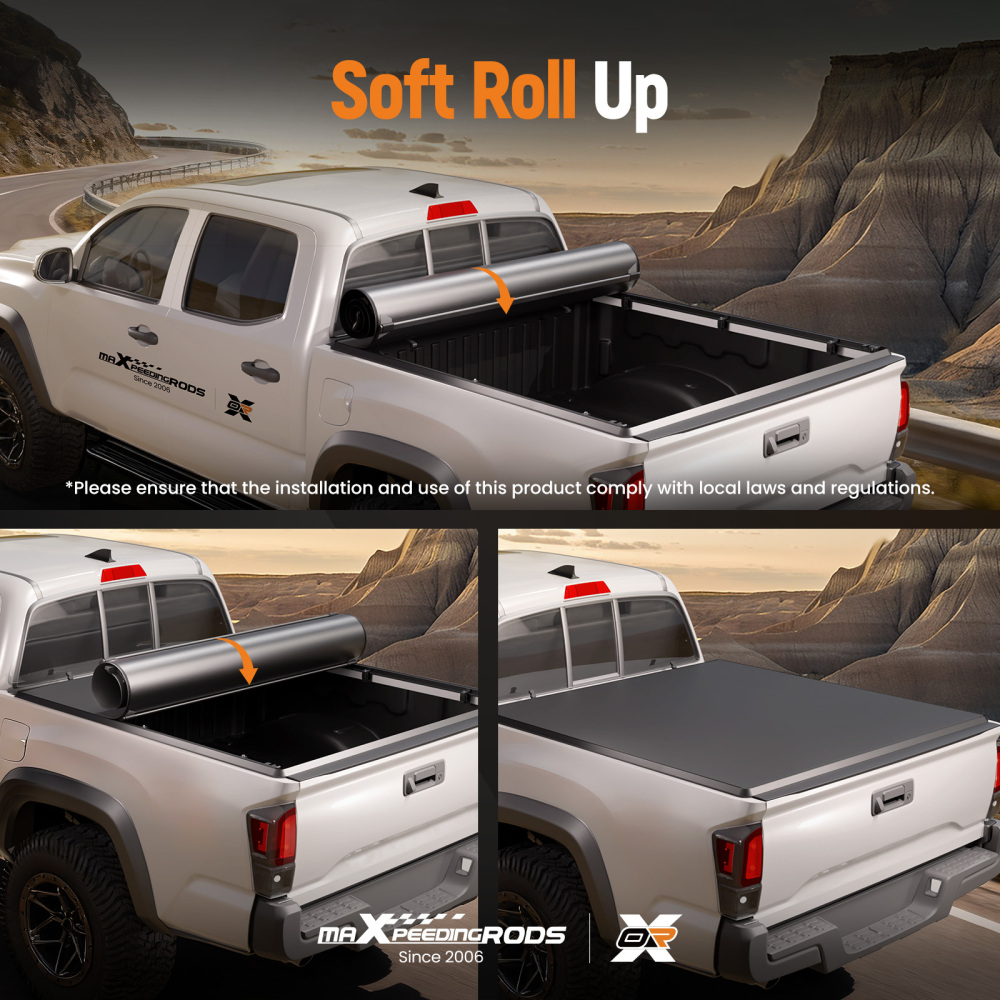 6ft Long Bed Roll-Up Cover compatible for Nissan Frontier King Cab 2005-2025 Vinyl