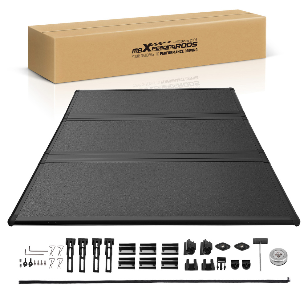 5ft Hard Fold Truck Bed Tonneau Cover compatible for Toyota Tacoma 2005-2015 W/LED Lamp