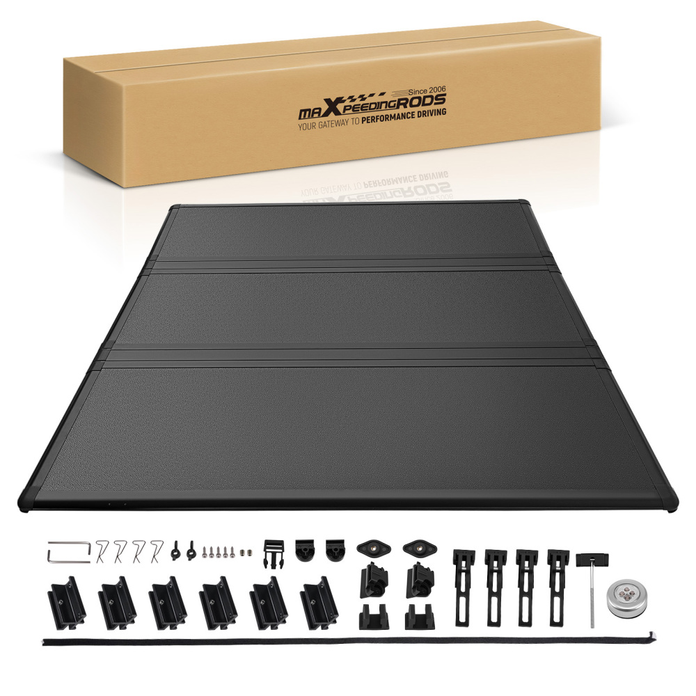 3-Fold Hard Bed Tonneau Cover compatible for Toyota Tacoma 05-15 6ft Fleetside / Styleside