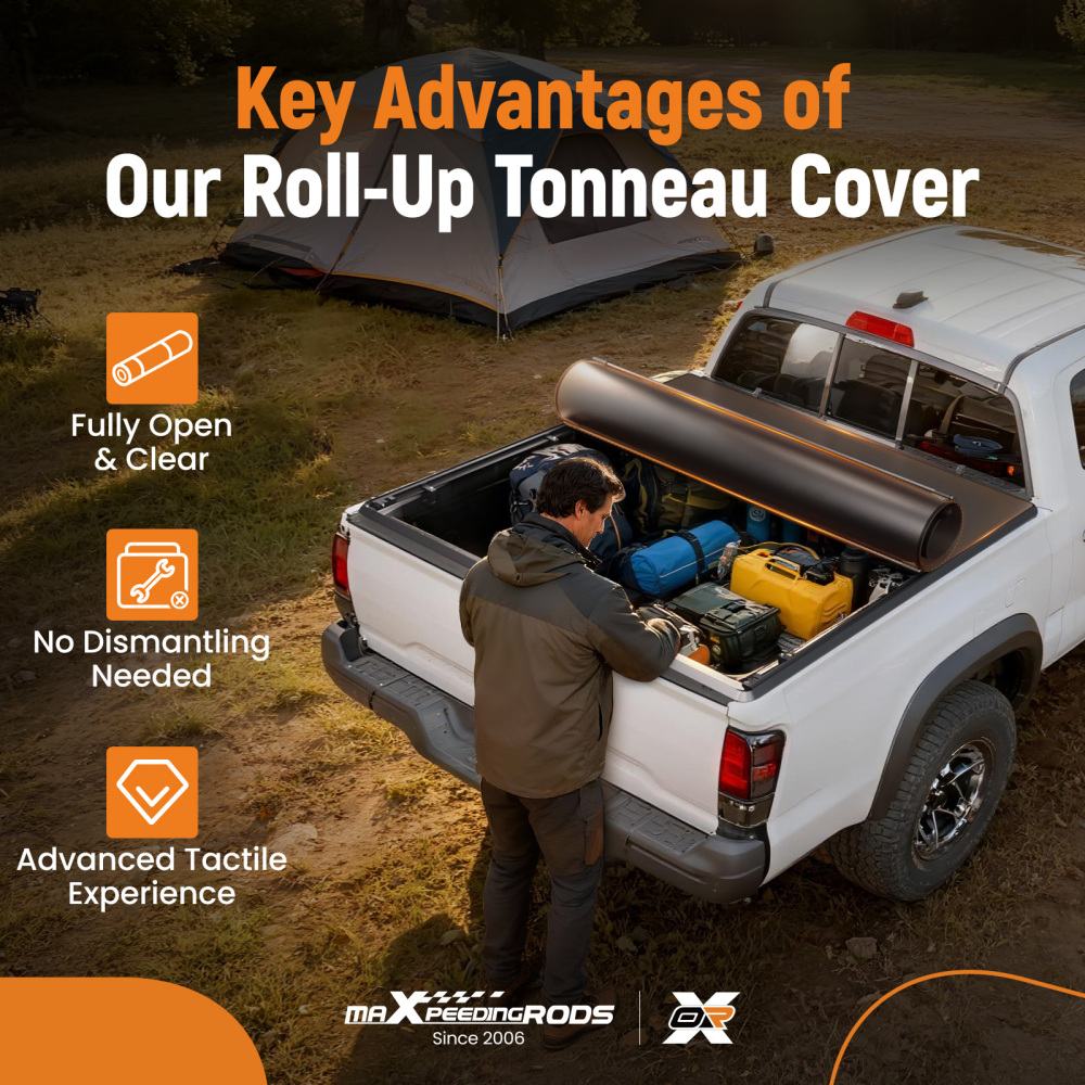 5.5ft Vinyl Tonneau Cover compatible for Toyota Tundra Crew Max 07-2021 Roll-Up W/ Lamp