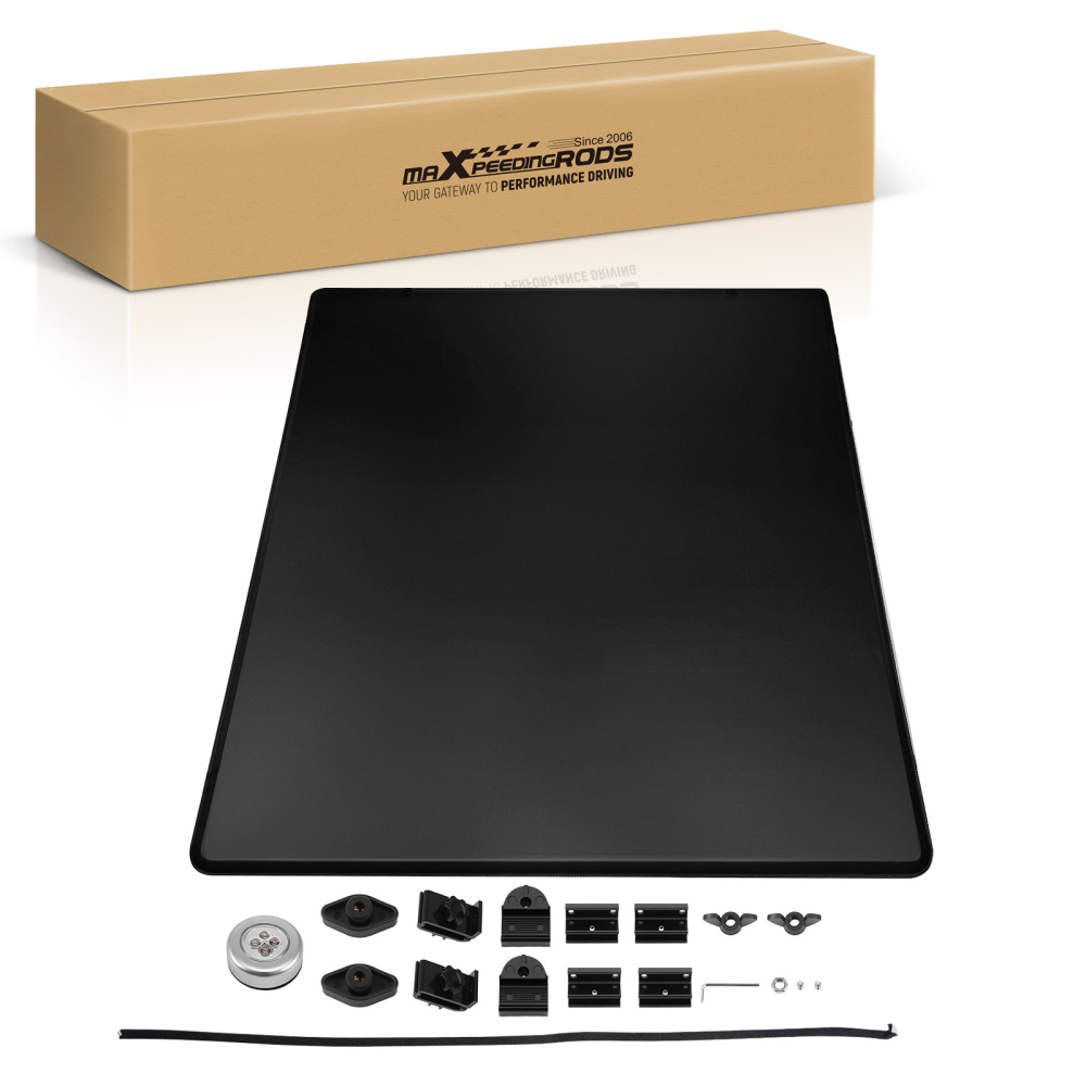 Tri-Fold Tonneau Cover compatible for Toyota Tundra 5.5ft Crew Max 2007-2025 Black W/ Lamp