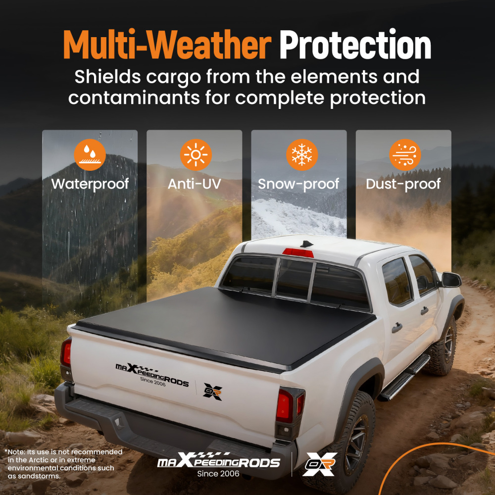 5ft Truck Bed Soft Tri-Fold Tonneau Cover compatible for Toyota Tacoma 2016-2023 2024 2025