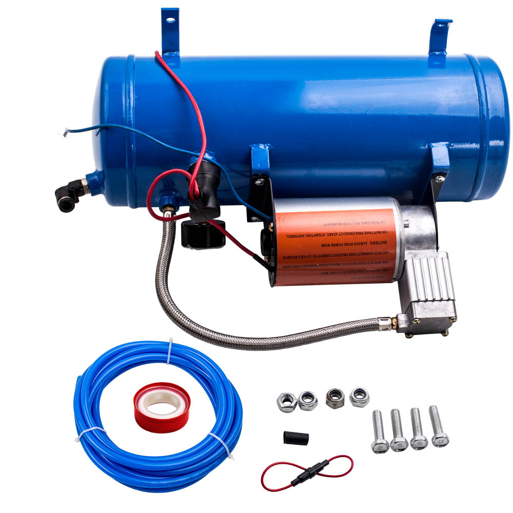 Nouveau kit de compresseur dair 12V DC 150PSI pour klaxon dair avec interrupteur de pression réservoir 6L