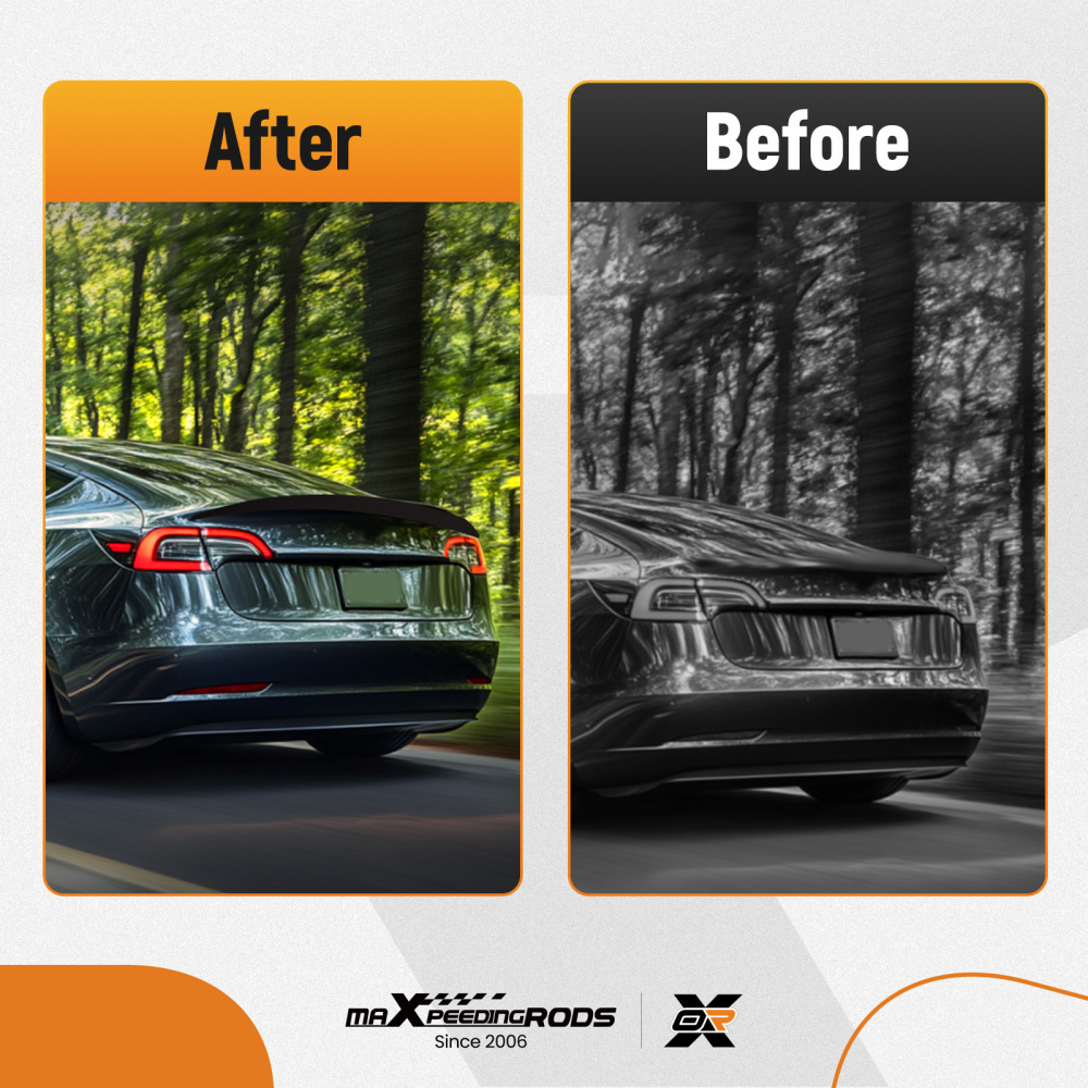 Trunk Spoiler compatible for Tesla Model 3 2017 2018 2019-2024 Carbon Fiber Black