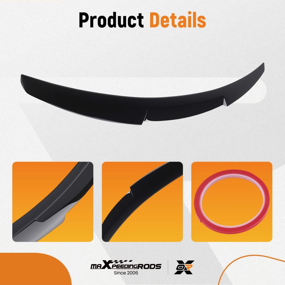 Rear Boot Spoiler Lip compatible for AUDI A4 B8 2013-2016 Trunk Lip ABS Plastic Black