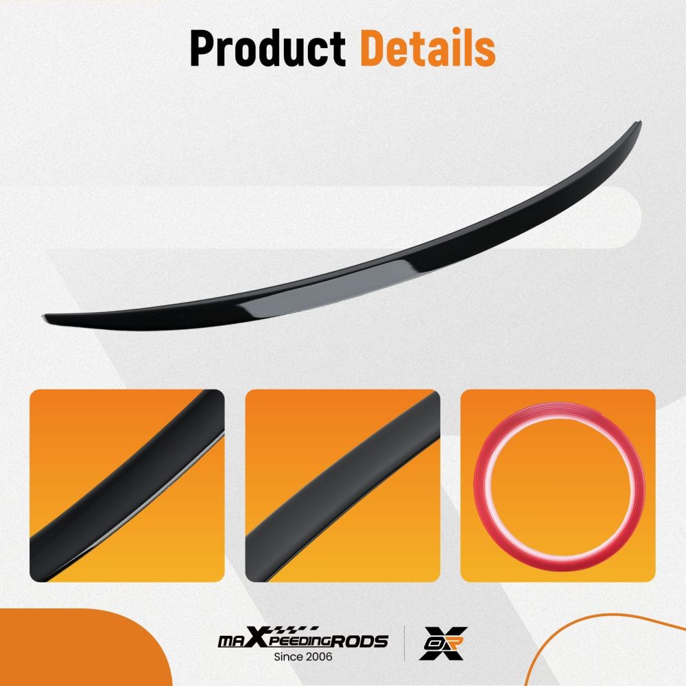 Rear Trunk Spoiler compatible for AUDI A5 S5 8T Sportback 2009-2016 ABS Painted Gloss Black