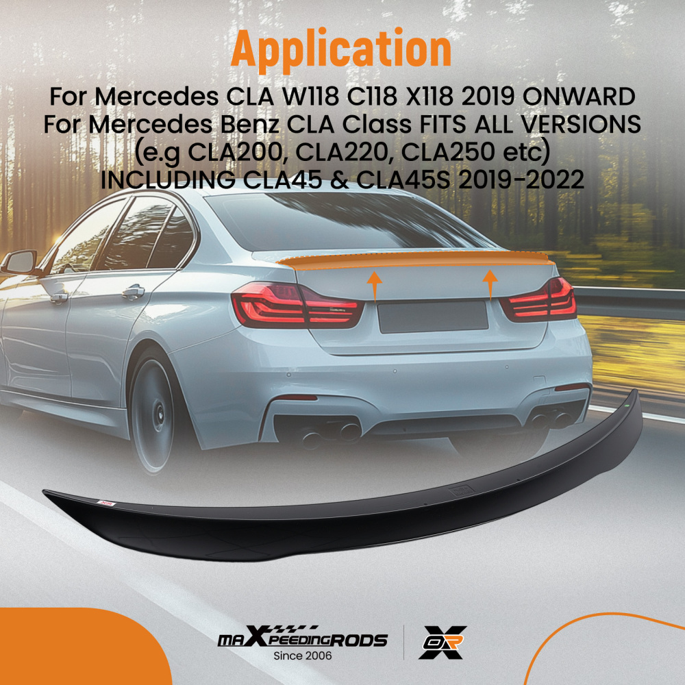 Rear Trunk Spoiler Wing Lip compatible for Mercedes CLA W118 C118 X118 2019-2022 Black