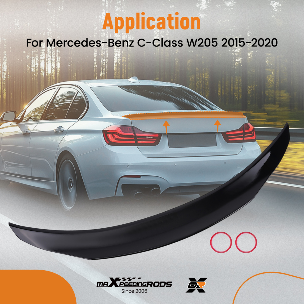 ABS Rear Boot Wing for BenzC Class W205 2015-2019 2020 Black Trunk Spoiler