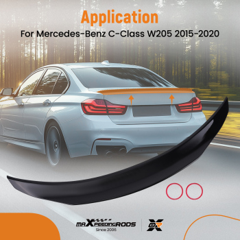 ABS Rear Boot Wing for BenzC Class W205 2015-2019 2020 Black Trunk Spoiler