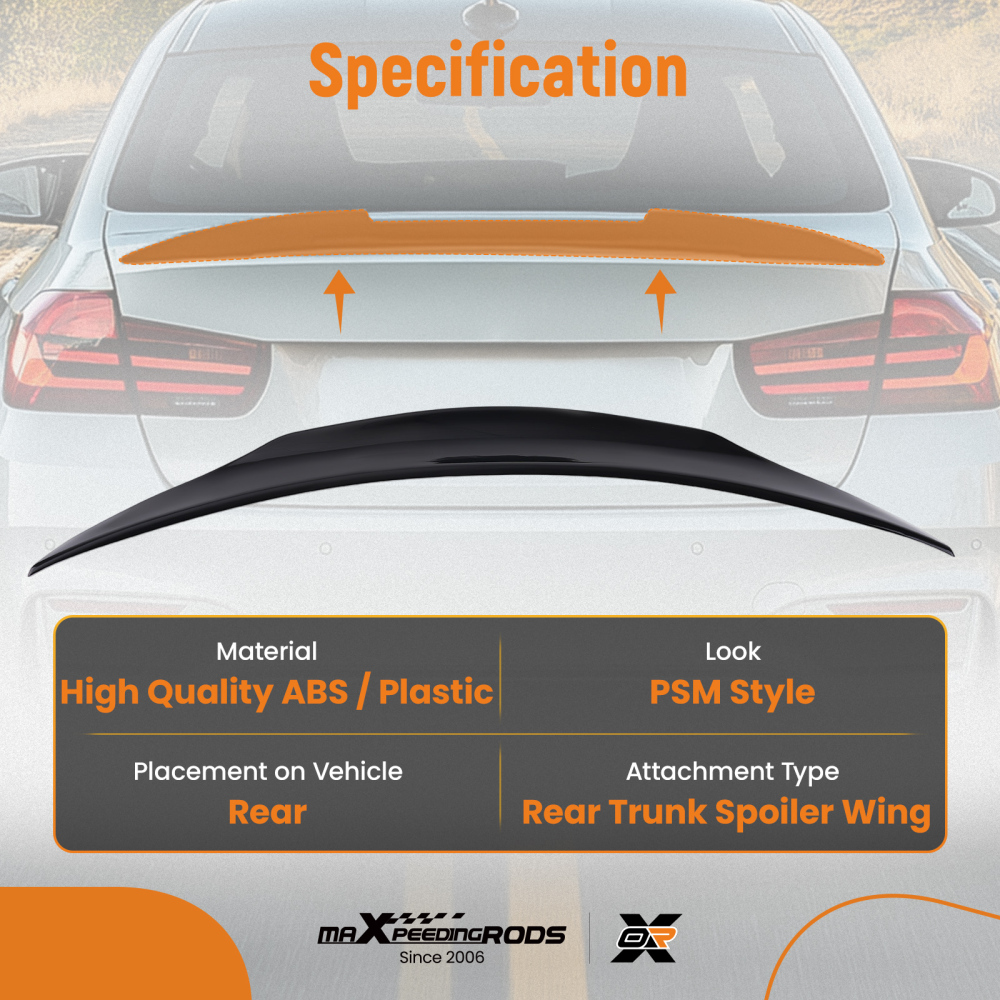 ABS Rear Boot Wing for BenzC Class W205 2015-2019 2020 Black Trunk Spoiler